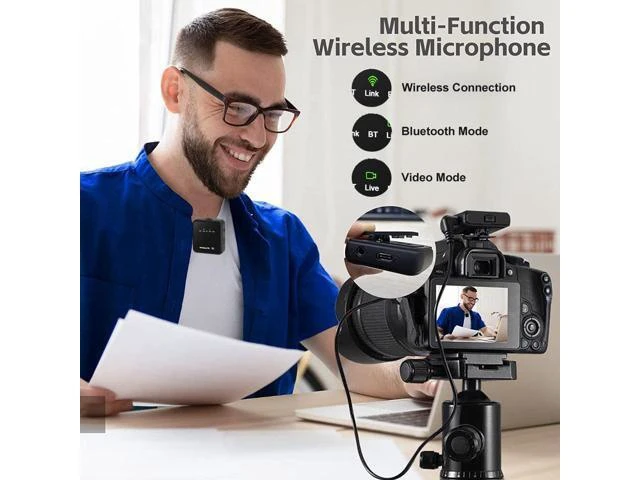 Alt view image 8 of 10 - Wireless microphone - one unit, two attachments, square outdoor noise-reducing live streaming and product promotion equipment, neck clip microphone, cross-border best-selling product