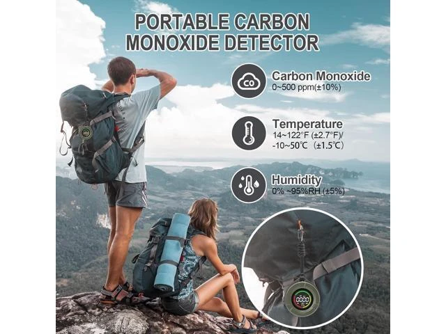 Alt view image 9 of 14 - 3-in-1 Portable Carbon Monoxide Detector with Temperature/Humidity Sensor, 140-Hour Standby Time, Rechargeable Carbon Monoxide Monitor with Magnetic Back, Ideal for Home, Camping, Travel, and RV Use