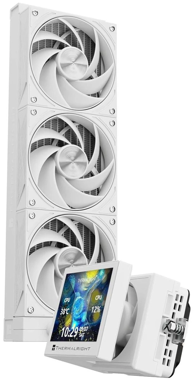 Alt view image 8 of 14 - Stream Vision 360 White-360mm AIO CPU Liquid Cooler,3.5Square LCD Display for Images,Magnetic Suction High-Performance Pump for 640x480 Resolution with Embedded Fan,for AM5/lga1851/1700