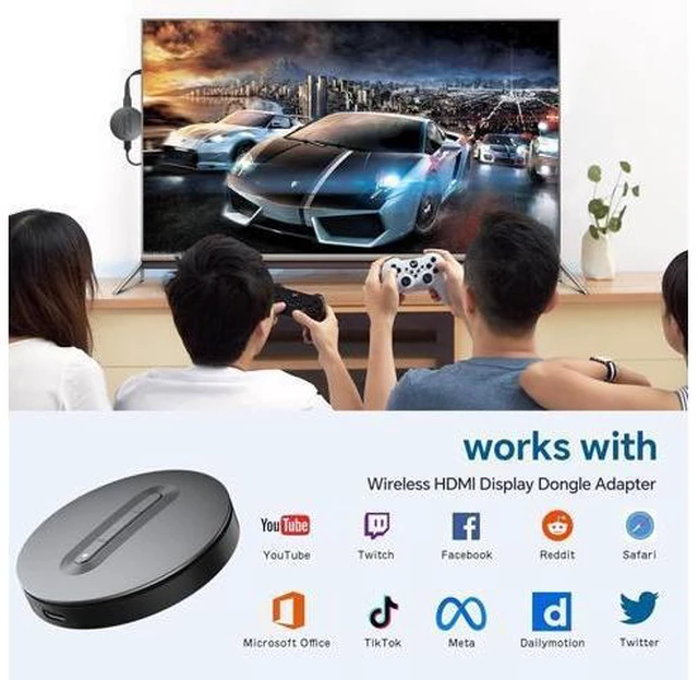 Alt view image 9 of 14 - Wireless HDMI Display Dongle Adapter - Miracast Dongle, DLNA, AirPlay - Plug & Play Video/Audio Streaming from Laptop, PC, Smartphone to HDTV, Projector, Monitor