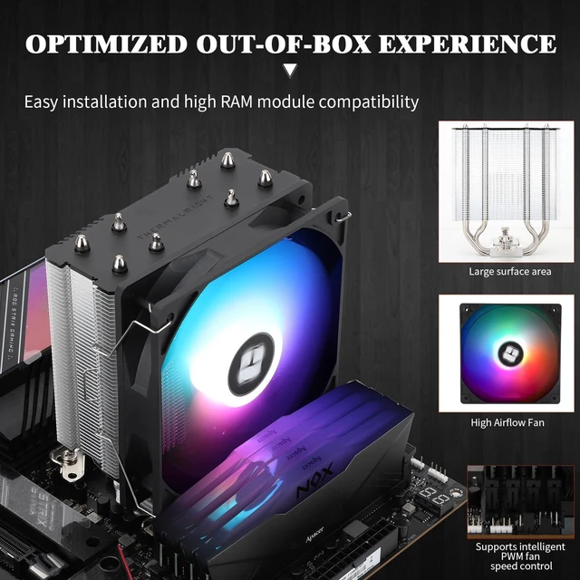 Alt view image 11 of 12 - Assassin X 120R SE V2 CPU Cooler, 4×6mm Heat Pipes, 1550RPM Speed 120mm RGB PWM Quiet Fan CPU Cooler with S-FDB Bearing, for AMD AM4 AM5/Intel 1700/1150/1151/1200/1851