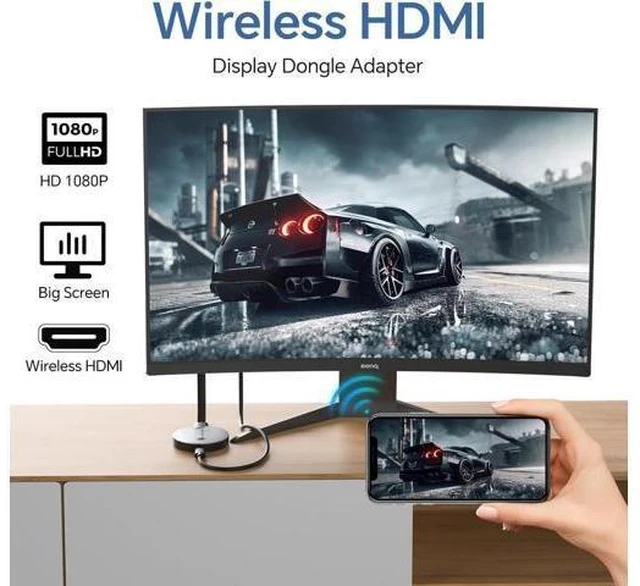 Alt view image 14 of 14 - Wireless HDMI Display Dongle Adapter - Miracast Dongle, DLNA, AirPlay - Plug & Play Video/Audio Streaming from Laptop, PC, Smartphone to HDTV, Projector, Monitor