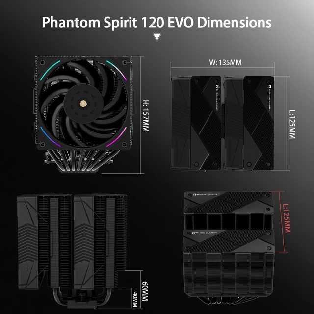 Alt view image 12 of 12 - Phantom Spirit 120 EVO CPU Cooler,7×6mm Heat Pipes CPU Air Cooler,Dual PWM Fan Computer Cooling,2150RPM Speed,for AMD AM4 AM5/Intel 1700/1150/1151/1200/17XX/2011/1851