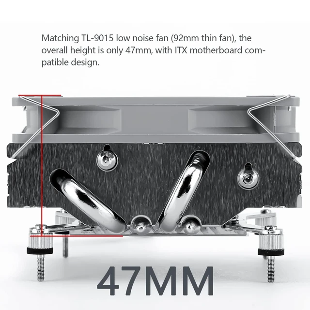 Alt view image 9 of 12 - AXP90 X47 Low Profile CPU Cooler, with 92mm TL-9015 Slim PWM Fan, ITX CPU Cooelr Fan, 47mm Height,for AMD AM4 AM5/Intel 1150/1151/1155/11851/1200/1700(AXP90 X47)