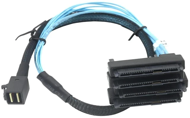 Alt view image 7 of 12 - MINI SAS HD SFF-8643 to SAS SFF-8482 2-in-1 29P Breakout Cable, 12Gbps High-Speed for SAS HDD/SSD, 30AWG for Server Storage (1, 0, Meters)