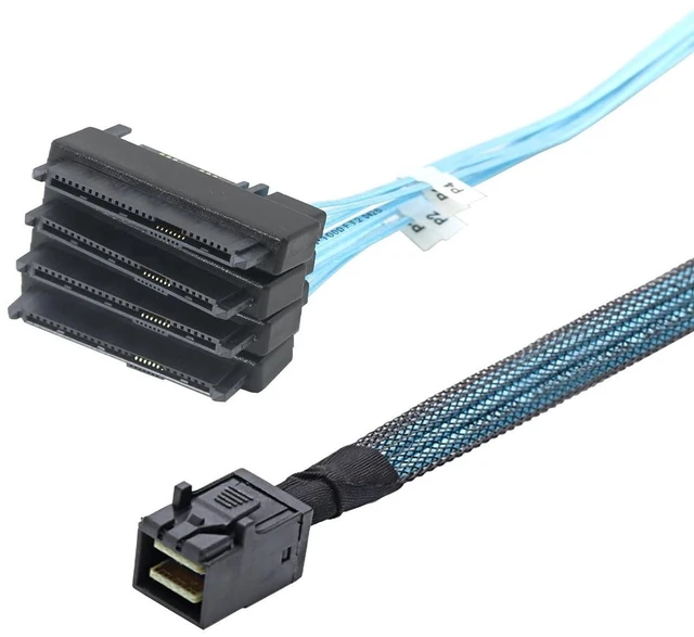 Alt view image 12 of 12 - MINI SAS HD SFF-8643 to SAS SFF-8482 2-in-1 29P Breakout Cable, 12Gbps High-Speed for SAS HDD/SSD, 30AWG for Server Storage (1, 0, Meters)