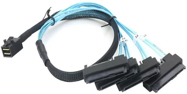 Alt view image 11 of 12 - MINI SAS HD SFF-8643 to SAS SFF-8482 2-in-1 29P Breakout Cable, 12Gbps High-Speed for SAS HDD/SSD, 30AWG for Server Storage (1, 0, Meters)