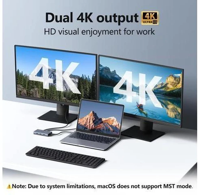 Alt view image 10 of 14 - USB C Docking Station Dual HDMI Monitor Adapter, Melelink USB C Hub 3 Monitors with 2X HDMI 4K, 8K Displayport, VGA, 100W PD, USB C&A Ports, 9 in 1 Laptop Docking Station for Dell, HP, Lenovo, etc