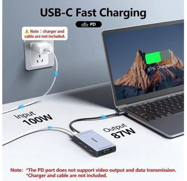 Alt view image 14 of 14 - USB C Docking Station Dual HDMI Monitor Adapter, Melelink USB C Hub 3 Monitors with 2X HDMI 4K, 8K Displayport, VGA, 100W PD, USB C&A Ports, 9 in 1 Laptop Docking Station for Dell, HP, Lenovo, etc
