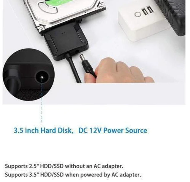 Alt view image 14 of 14 - SATA to USB Cable USB 3.0 to Hard Drive Adapter Converter for 2.5 3.5 Inch Hard Drive Disk HDD SATA III and SSD Support UASP with 12V 2A Power Adapter