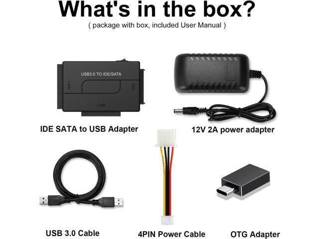 Alt view image 13 of 14 - USB 3.0 to IDE and SATA Converter External Hard Drive Adapter Kit for Universal 2.5/3.5 HDD/SSD Hard Drive Disk, Included 12V/2A Power Adapter
