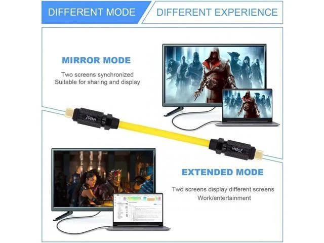 Alt view image 14 of 14 - 1.0M Ultra Soft High Flex USB-C USB4 Cable 20Gbps 140W 8K for Gaming Keyboard Mouse Type-C Male to Male Cable Power & Data