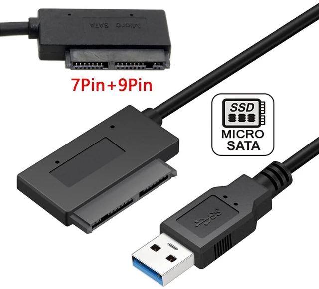 Alt view image 14 of 14 - USB 3.0 Type-A to SATA 7+9 16Pin Micro SATA 1.8inch Solide Disk Drive SSD Adapter Cable 5Gbps 90 Degree Angled Connector