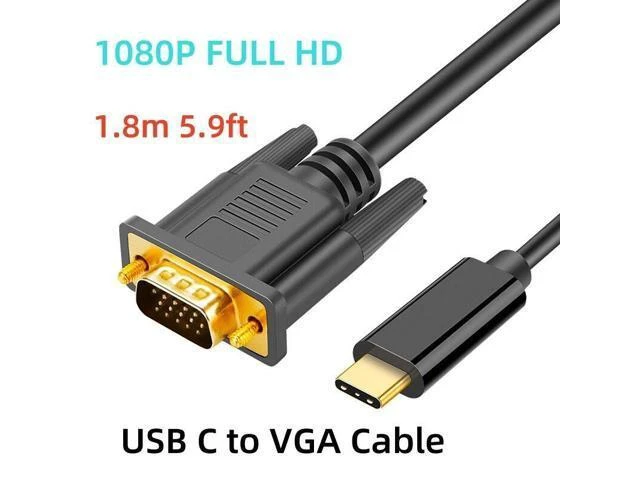 Alt view image 8 of 14 - USB-C to VGA Cable 1.8M (6Ft) Thunderbolt3 Type-C to VGA Cable Adapter Male-to-Male For Projector Monitor Laptop Smartphone