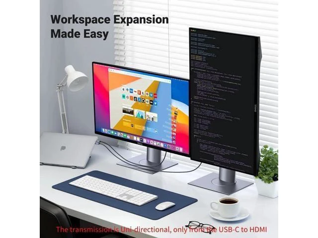 Alt view image 10 of 14 - UGREEN USB C to HDMI Cable 8K@60Hz 4K@240Hz Thunderbolt 4/3 Type C to HDMI 2.1 Cable 48Gbps HDR HDCP2.3 Compatible for MacBook Pro Air iPad, Mac mini, iPhone 17 ProMax, Galaxy S25, Pixel 9, XPS, 5FT