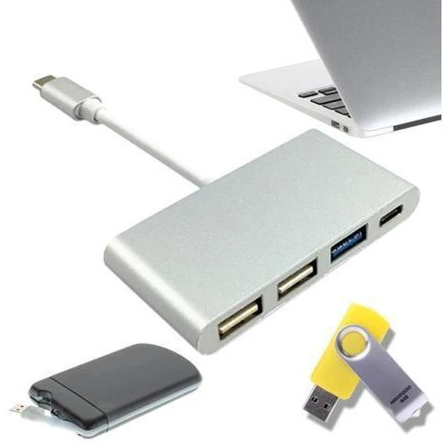 Alt view image 9 of 10 - Portable Design USB-C/Type C USB 3.1 to USB Type C & 3-Port USB 3.0 Hub Adapter For Macbook High Quality