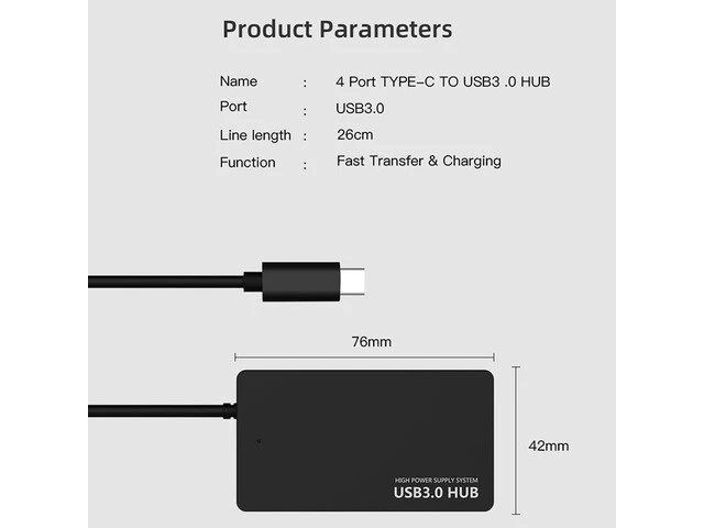 Alt view image 13 of 14 - 4 Ports USB Type C Hub Fast Speed USB 3.0 Splitter USB C to 4 USB3.0 Converter Adapter Cable for MacBook Laptop Tablet Computer