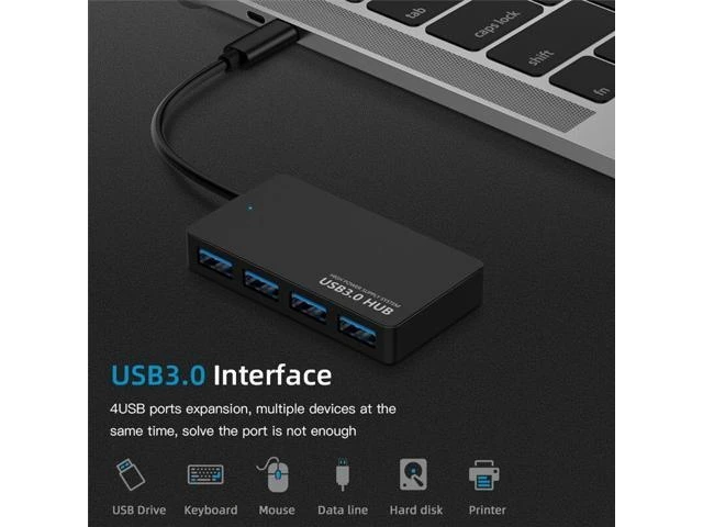 Alt view image 9 of 14 - 4 Ports USB Type C Hub Fast Speed USB 3.0 Splitter USB C to 4 USB3.0 Converter Adapter Cable for MacBook Laptop Tablet Computer
