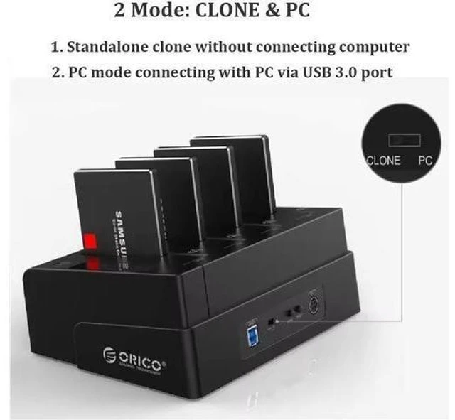 Alt view image 10 of 10 - External Hard 4-Bay Docking Station USB 3.0 to SATA Supports 2.5/3.5in HDD/SSD Data 5Gbps High Speed