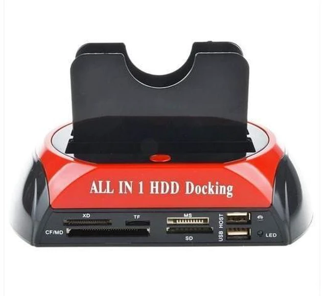 Alt view image 8 of 14 - Hard Drive Docking Station For SATA and IDE, USB to 2.5/3.5 Inch SATA IDE Dual Bay External Enclosure, All in 1 Card Reader XD/TF/MS/CF/ SD Card, USB Hub Function. for 2.5" 3.5" IDE SATA I/II/III HDD