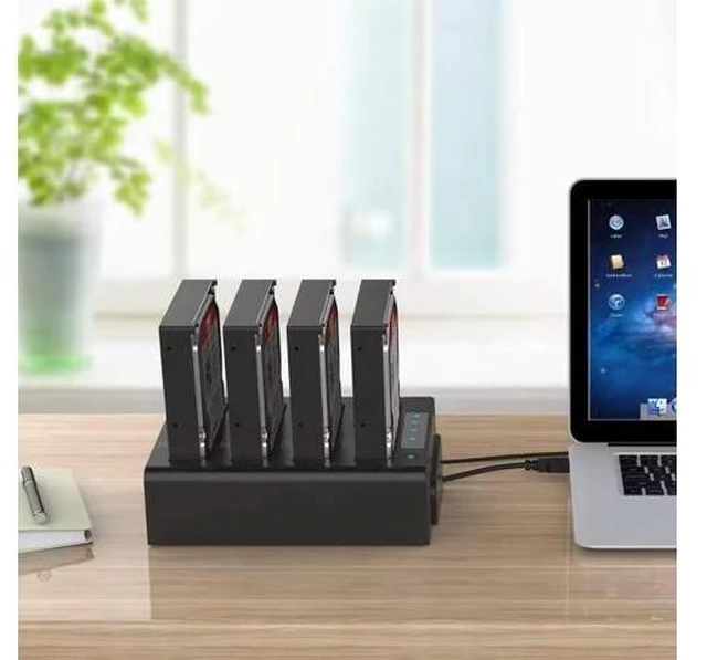 Alt view image 7 of 10 - External Hard 4-Bay Docking Station USB 3.0 to SATA Supports 2.5/3.5in HDD/SSD Data 5Gbps High Speed