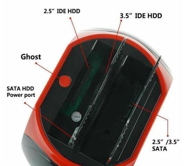 Alt view image 10 of 14 - Hard Drive Docking Station For SATA and IDE, USB to 2.5/3.5 Inch SATA IDE Dual Bay External Enclosure, All in 1 Card Reader XD/TF/MS/CF/ SD Card, USB Hub Function. for 2.5" 3.5" IDE SATA I/II/III HDD