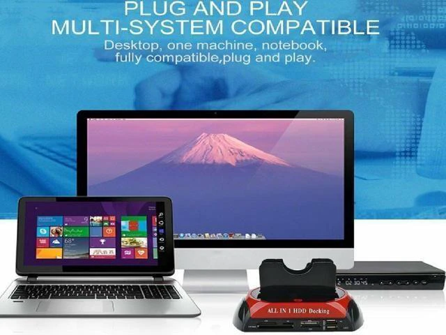 Alt view image 14 of 14 - Hard Drive Docking Station For SATA and IDE, USB to 2.5/3.5 Inch SATA IDE Dual Bay External Enclosure, All in 1 Card Reader XD/TF/MS/CF/ SD Card, USB Hub Function. for 2.5" 3.5" IDE SATA I/II/III HDD
