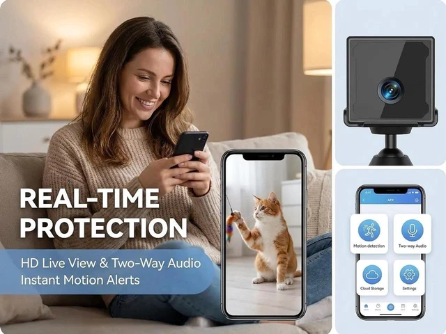 Alt view image 10 of 14 - 2025 Upgraded Mini Camera 5G WiFi Indoor Security 4K Nanny Cam for Home with App Control Motion Detection & Night Vision Wireless Rechargeable Baby Pet Camera