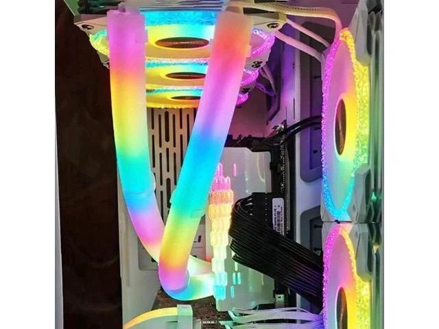 Alt view image 8 of 11 - 2pcs ARGB LED AIO Tube Sleeve Silicone Luminous Sleeve Water Cooling Raditor Tube 5V 3PIN ARGB 4PIN for Computer Case