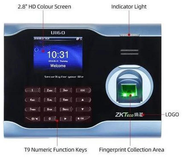 Alt view image 12 of 14 - ZKTeco U160 WiFi Based Time Clock Fingerprint Password Employee Attendance Machine