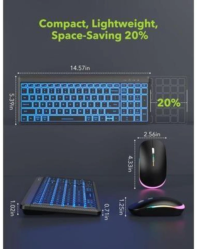 Alt view image 11 of 14 - SABLUTE Mechanical Gaming Keyboard and Mouse, Ultra Compact Backlit Mini Keyboard with 100-Keys, 7 RGB Lighting Modes, Fully Programmable Keys & Anti-Ghosting for Gaming, PC, Windows, Gamer, Office