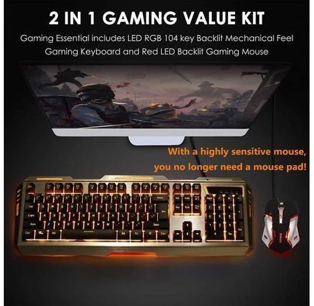 Alt view image 9 of 12 - Keyboard and Mouse Gaming Keyboard and Mouse Light up Mouse and Keyboard Combo Wired Keyboard and Mouse Combo Computer Keyboard and Mouse Orange Backlit Keyboard LED Keyboard and Mouse for Xbox PS4