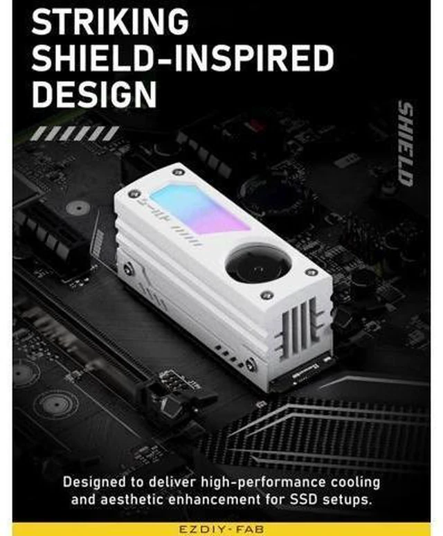 Alt view image 9 of 14 - Shield ARGB M.2 SSD Heatsink with Build-in 20mm PWM Fan, Premium Aluminum Design,5V 3-Pin ARGB Sync, High-Performance SSD Cooler for M.2 2280-White-1 Pack
