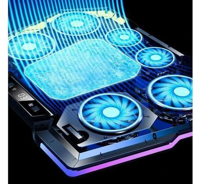 Alt view image 13 of 14 - LZ-D13 Game Cooling Pad 6-core Fan Air-Cooled Laptop Cooler Adjustable Bracket Digital Display Stock ABS PP 14.1-21inch