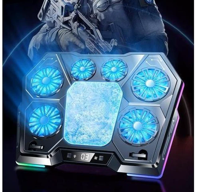 Alt view image 14 of 14 - LZ-D13 Game Cooling Pad 6-core Fan Air-Cooled Laptop Cooler Adjustable Bracket Digital Display Stock ABS PP 14.1-21inch