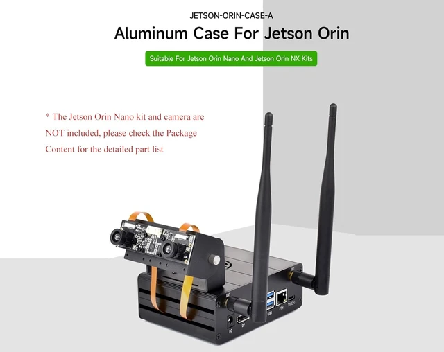 Alt view image 10 of 14 - Aluminum Alloy Case for Jetson Orin, with Camera Holder Mini-Computer Case Compatible with Jetson Orin Nano Super Developer Kit/Orin Nano/Orin Nano Developer Kit/Jetson Orin NX Kits, Rich Accessories