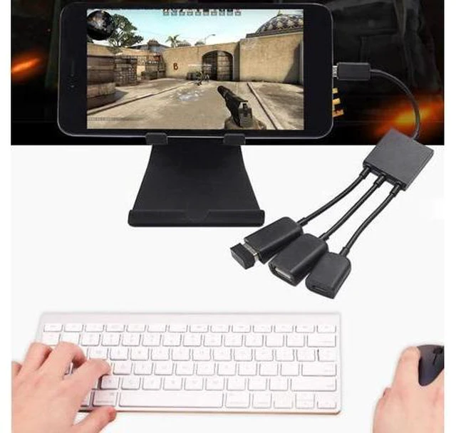 Alt view image 7 of 10 - Flash Disk 3 In1 Type-C Male To Female Micro OTG Port Game Cable Adapter 3 In1 Phone Adapter Cable For PC Mouse Keyboard