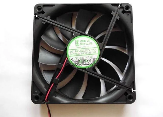 Alt view image 3 of 4 - Young Lin 130*25mm 13cm DFS132512M 12V 2.4W 2 wires 2 pins Case fan power cooler