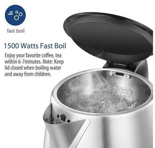 Alt view image 10 of 14 - 1.7L Stainless Steel Electric Tea Kettle, BPA-Free Hot Water Kettle Electric with LED Light, Auto Shut-Off and Boil-Dry Protection, 1500W Fast Boil Electric Kettle