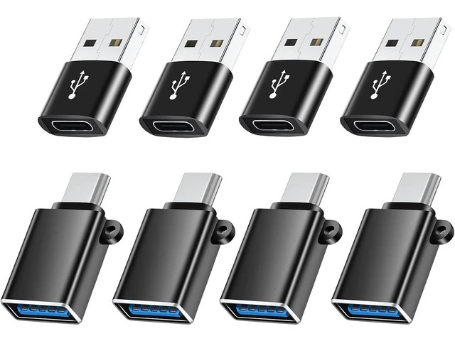 Alt view image 8 of 14 - USB to USB C Adapter 8 Pack USBC to USB Adapter USB A to USB C Adapter USB to USBC-C Adapter C to USB Adapter USB Converter for iPhone 15/14/13 MacBook iPad Black
