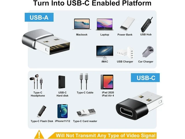 Alt view image 10 of 14 - USB to USB C Adapter 8 Pack USBC to USB Adapter USB A to USB C Adapter USB to USBC-C Adapter C to USB Adapter USB Converter for iPhone 15/14/13 MacBook iPad Black
