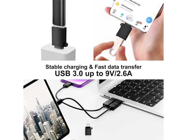 Alt view image 13 of 14 - USB to USB C Adapter 8 Pack USBC to USB Adapter USB A to USB C Adapter USB to USBC-C Adapter C to USB Adapter USB Converter for iPhone 15/14/13 MacBook iPad Black