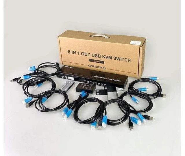 Alt view image 14 of 14 - MT-VIKI 8 Port KVM Switch HDMI, 4K@30Hz 1U Rack Mount KVM HDMI Switch w/IR Remote & Wire-Desktop Controller & 8 HDMI KVM Cables & Rack Ears