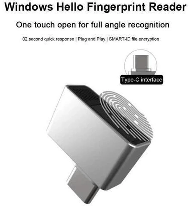 Alt view image 7 of 8 - Type-C Biometric Laptop PC Zinc Alloy Mini USB Fingerprint Reader USB Fingerprint Reader Module Device for Hello