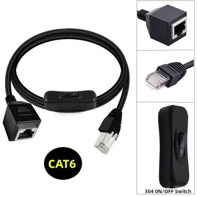 Alt view image 10 of 14 - RJ45 CAT6 8P8C STP UTP Male to Female Extension Cable with 304 Singal Switch On/Off LAN Ethernet Network Patch Cord (60cm)