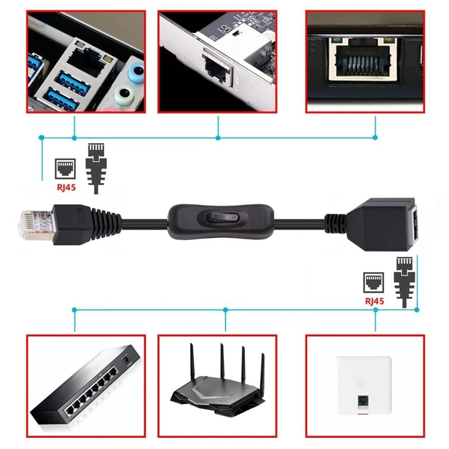 Alt view image 11 of 14 - RJ45 CAT6 8P8C STP UTP Male to Female Extension Cable with 304 Singal Switch On/Off LAN Ethernet Network Patch Cord (60cm)