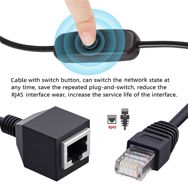 Alt view image 12 of 14 - RJ45 CAT6 8P8C STP UTP Male to Female Extension Cable with 304 Singal Switch On/Off LAN Ethernet Network Patch Cord (60cm)