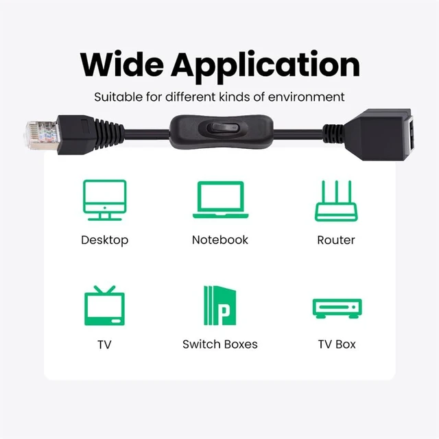 Alt view image 13 of 14 - RJ45 CAT6 8P8C STP UTP Male to Female Extension Cable with 304 Singal Switch On/Off LAN Ethernet Network Patch Cord (60cm)