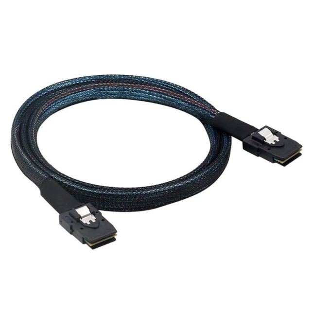 Alt view image 6 of 10 - Mini SAS SFF-8087 to Mini SAS SFF-8087 Internal Server Cable 12Gbps High Speed 30AWG Data Cable, Black Flat Connector (0.5M)