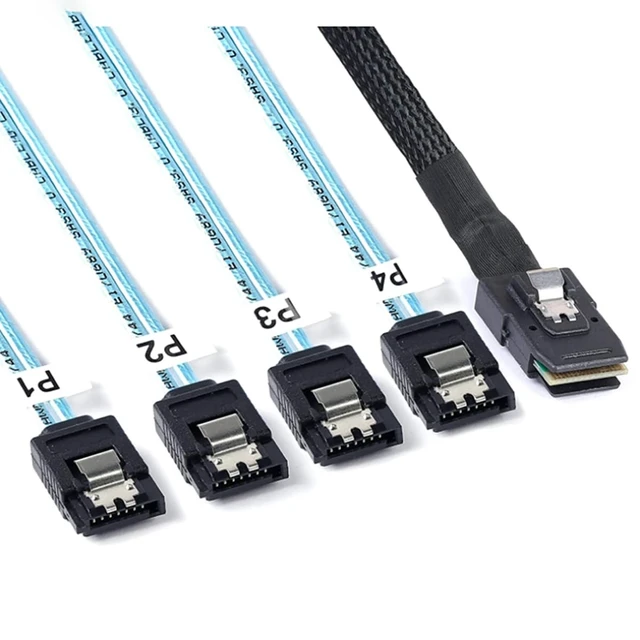 Alt view image 7 of 10 - Mini SAS 8087 to 4* SATA 7 Pin Female Internal Server Cable 30AWG High Speed Data Transfer Cord with 10 Ohm Impedance (1M)